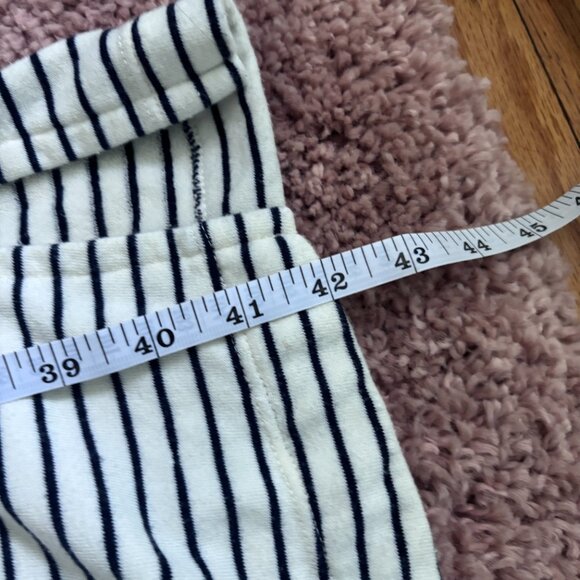 Anthropologie Pazienza Terry Cloth Criss Cross Tie Midi Dress Ivory/ Navy Medium - Picture 7 of 9